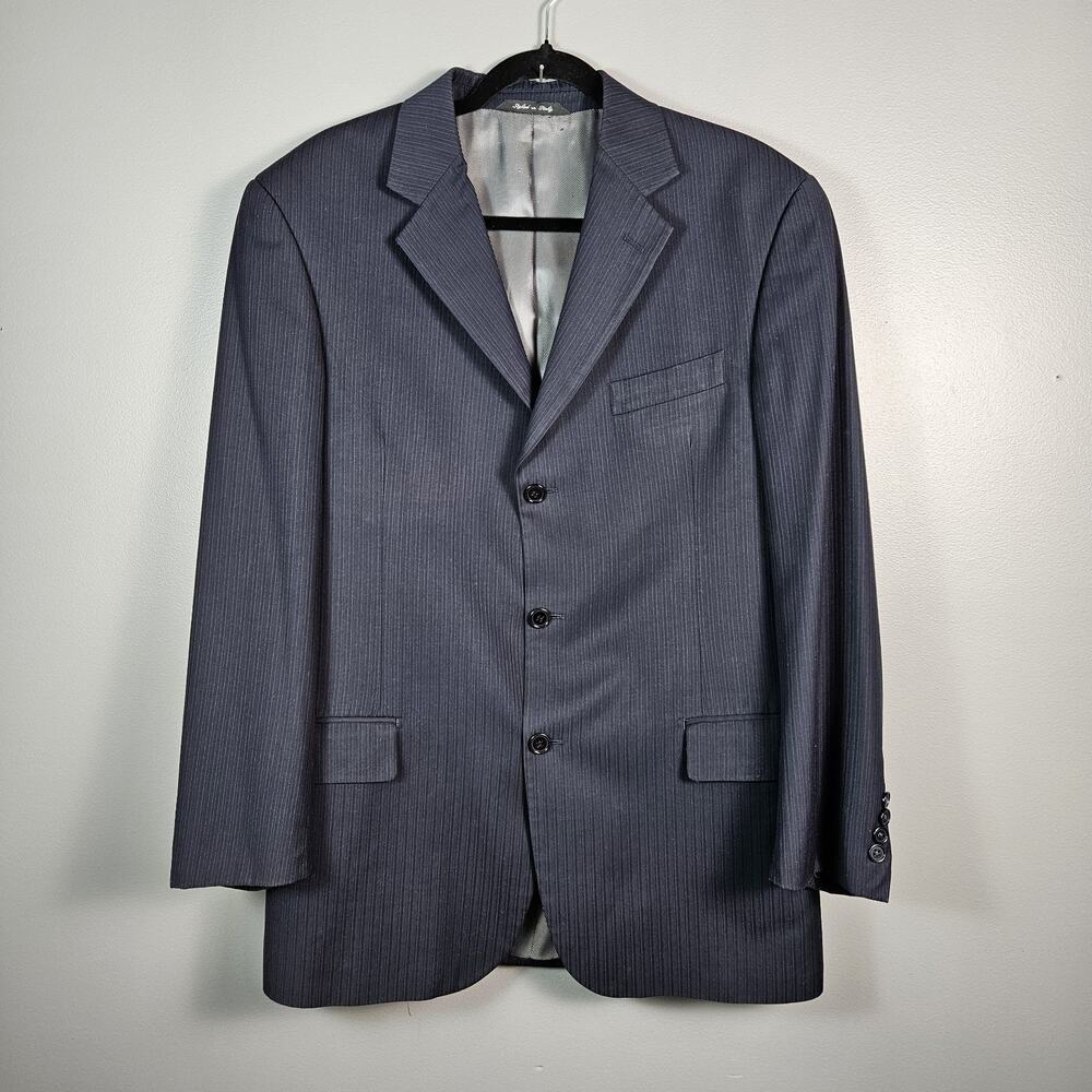 Studio Milano Italy Suit Jacket Mens 42R Sport Coat Blazer Super‎ 120s Navy Blue